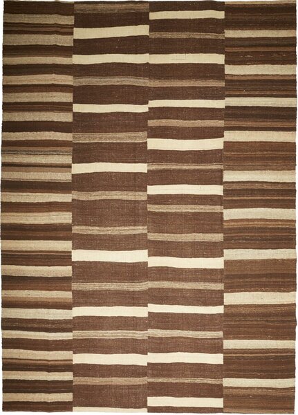 Tappeto Kilim Kavir Persia Geometrico Marrone Beige 271x377 Cm