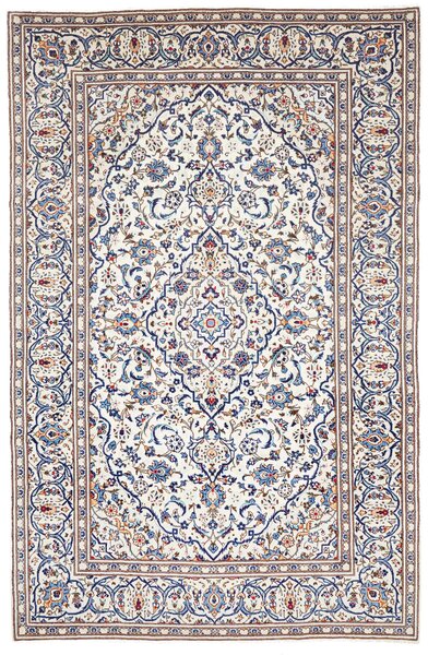 Tappeto Kashan Persia Medaglione Avorio Blu 196x300 Cm
