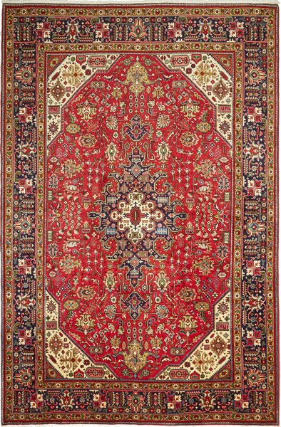 Tappeto Tabriz Persia Medaglione Rosso Blu 197x300 Cm