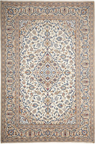 Tappeto Kashan Persia Medaglione Crema Blu 200x296 Cm