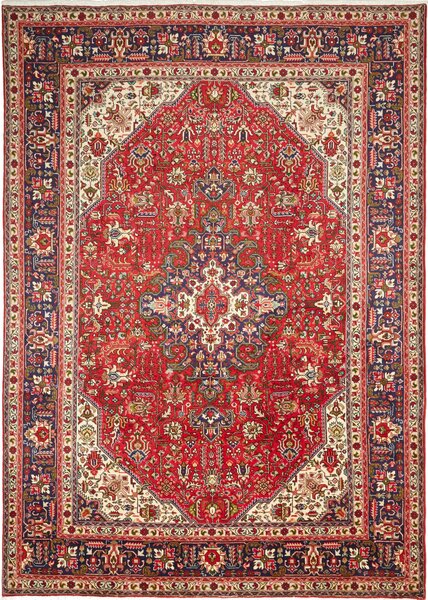 Tappeto Tabriz Persia Medaglione Rosso Blu 204x286 Cm