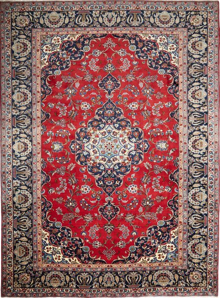 Tappeto Nadjafabad Persia Medaglione Rosso Blu 260x356 Cm