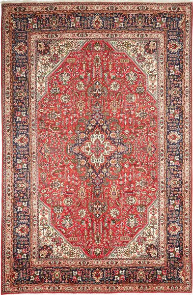 Tappeto Tabriz Persia Medaglione Rosso Blu 206x300 Cm