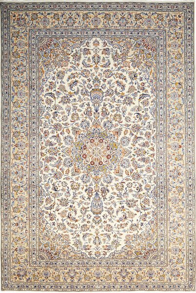 Tappeto Kashan Persia Medaglione Avorio Blu 206x315 Cm