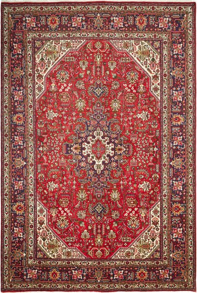 Tappeto Tabriz Persia Medaglione Rosso Blu 203x304 Cm