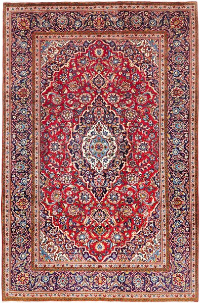 Tappeto Ardakan Persia Medaglione Rosso Blu 195x303 Cm
