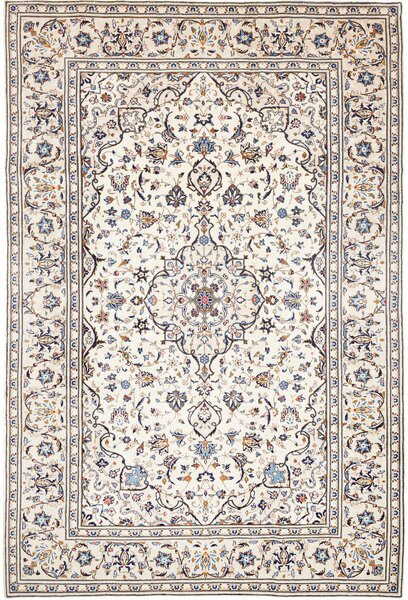 Tappeto Kashan Persia Medaglione Avorio Blu 197x302 Cm