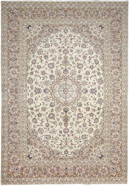 Tappeto Kashan Persia Medaglione Crema Beige 197x290 Cm