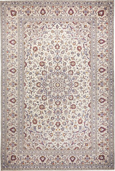 Tappeto Kashan Persia Medaglione Crema Blu 244x363 Cm
