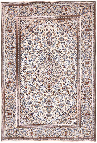 Tappeto Kashan Persia Medaglione Avorio Blu 196x293 Cm