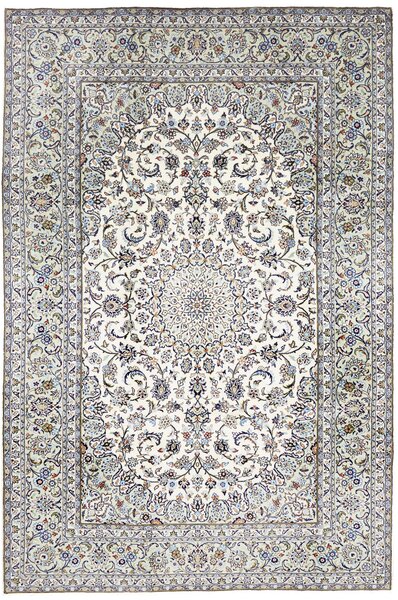 Tappeto Kashan Persia Medaglione Avorio Blu 196x297 Cm