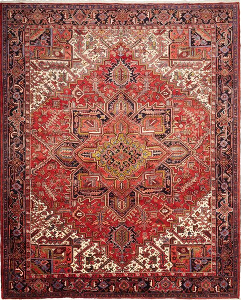 Tappeto Gorawan Persia Geometrico Rosso Crema 277x340 Cm