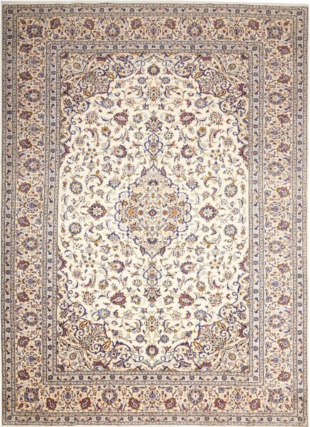 Tappeto Kashan Persia Medaglione Crema Blu 247x342 Cm