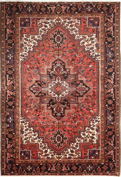 Tappeto Gorawan Persia Medaglione Rosso Nero 202x292 Cm