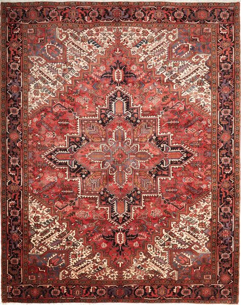 Tappeto Gorawan Persia Geometrico Rosso Crema 262x327 Cm
