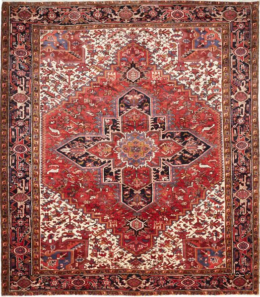 Tappeto Gorawan Persia Medaglione Rosso Crema 250x285 Cm