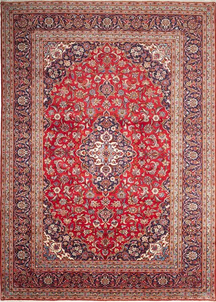 Tappeto Ardakan Persia Medaglione Rosso Blu Crema 246x343 Cm