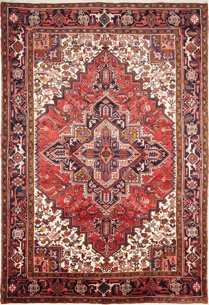 Tappeto Gorawan Persia Medaglione Rosso Blu Scuro 206x300 Cm