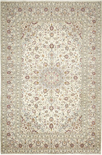 Tappeto Kashan Persia Medaglione Crema Bordeaux 202x303 Cm