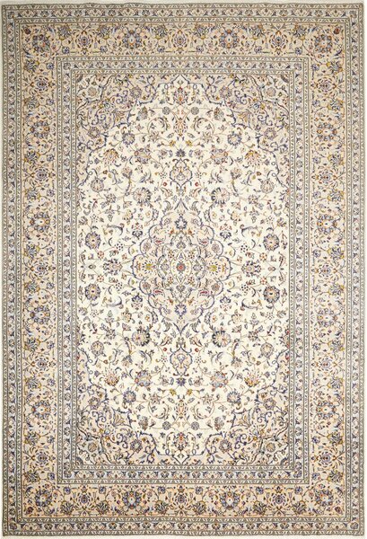 Tappeto Kashan Persia Medaglione Crema Blu 240x355 Cm