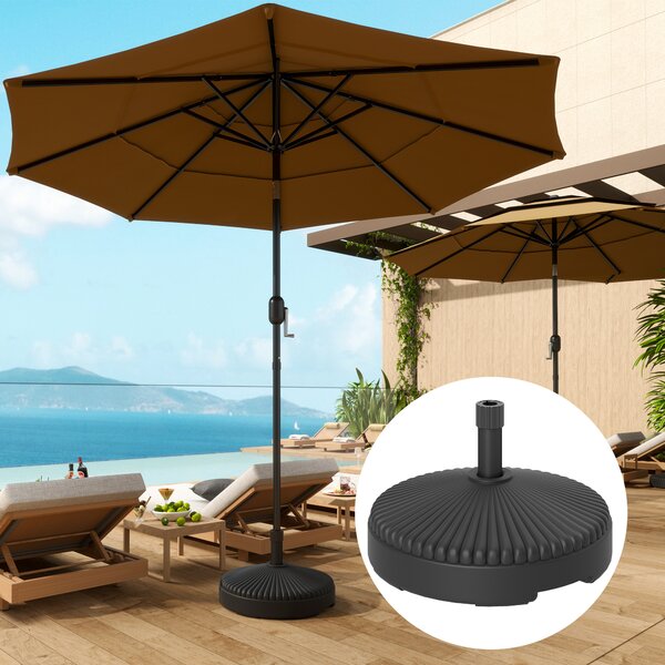 Outsunny Base per Ombrellone Ø3 m max Riempibile con Acqua o Sabbia, in HDPE Nero, Ø55x30 cm
