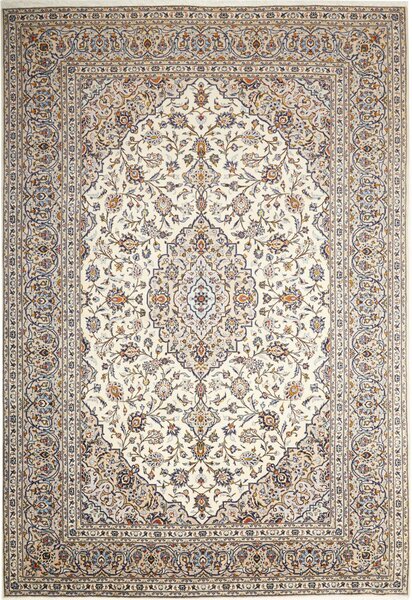 Tappeto Kashan Persia Medaglione Avorio Blu 235x343 Cm