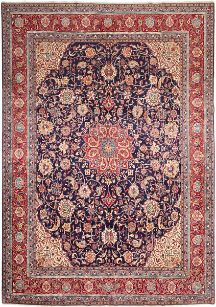 Tappeto Sarough Persia Medaglione Blu Rosso 245x345 Cm