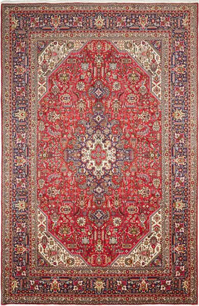 Tappeto Tabriz Persia Geometrico Rosso Blu 198x293 Cm