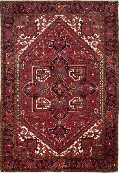 Tappeto Gorawan Persia Geometrico Rosso Nero 204x294 Cm