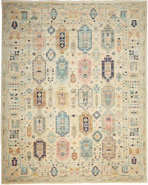 Tappeto Tribal Pakistan Astratto Beige Azzurro 244x311 Cm