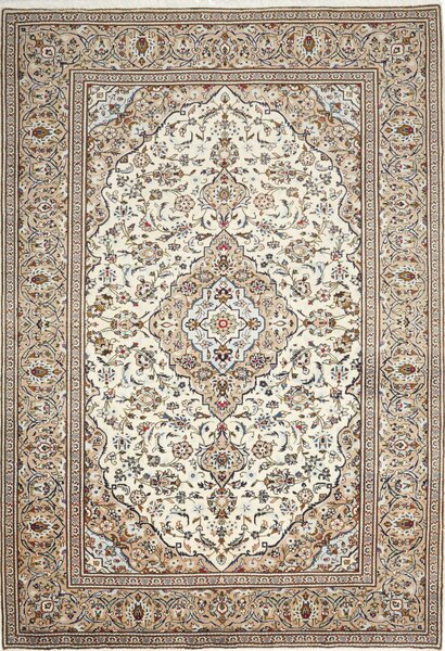 Tappeto Kashan Persia Medaglione Crema Beige 200x290 Cm