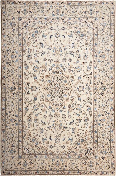 Tappeto Kashan Persia Medaglione Avorio Blu 190x296 Cm