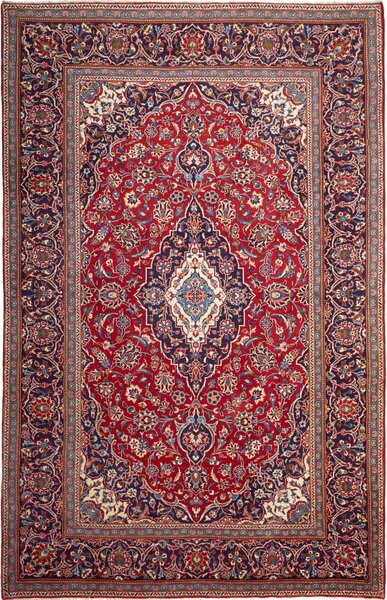 Tappeto Ardakan Persia Medaglione Rosso Blu 202x317 Cm