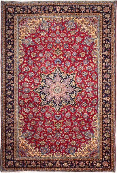 Tappeto Nadjafabad Persia Medaglione Rosso Blu 220x330 Cm