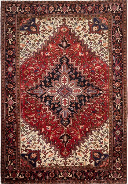 Tappeto Gorawan Persia Geometrico Rosso Blu Scuro 212x302 Cm