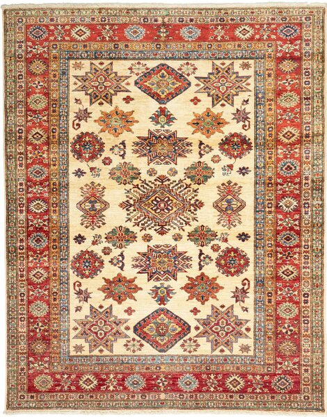Tappeto Kazak Fine Pakistan Astratto Beige Rosso 153x195 Cm