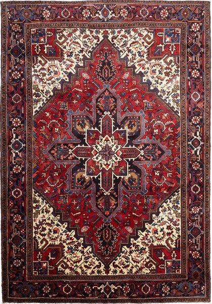Tappeto Gorawan Persia Medaglione Rosso Crema 212x300 Cm
