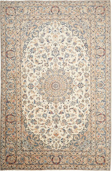 Tappeto Kashan Persia Medaglione Crema Blu 202x295 Cm