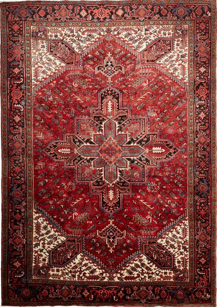 Tappeto Gorawan Persia Medaglione Rosso Avorio 252x358 Cm