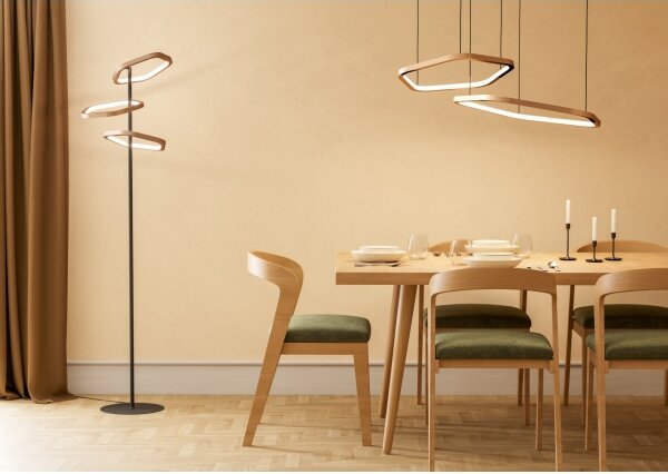 Eglo 390507 - Lampadario dimmerabile LED a sospensione con cavo ESTRELLA LED/30W/230V ottone + telecomando