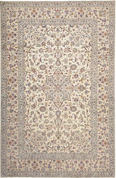 Tappeto Kashan Persia Medaglione Crema Blu 194x300 Cm