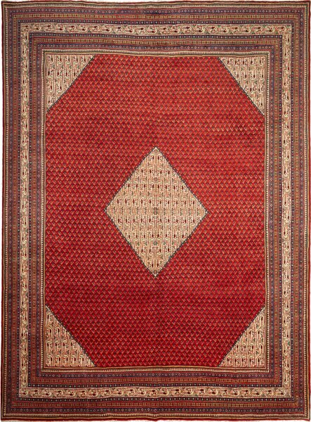 Tappeto Sarough Mir Persia Geometrico Rosso Beige 287x385 Cm