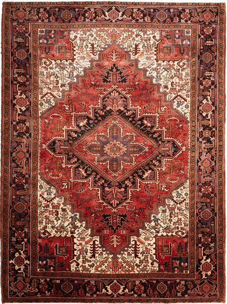 Tappeto Gorawan Persia Geometrico Rosso Mattone Crema 218x290 Cm