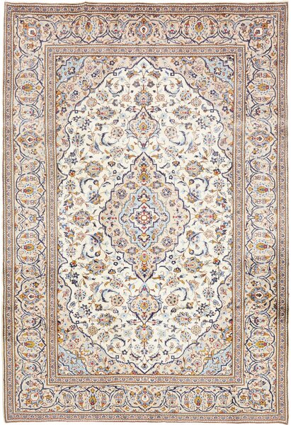 Tappeto Kashan Persia Medaglione Avorio Blu 200x298 Cm
