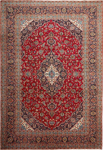 Tappeto Ardakan Persia Medaglione Rosso Blu Scuro 250x334 Cm
