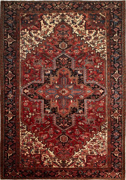 Tappeto Gorawan Persia Geometrico Rosso Blu Scuro 247x348 Cm