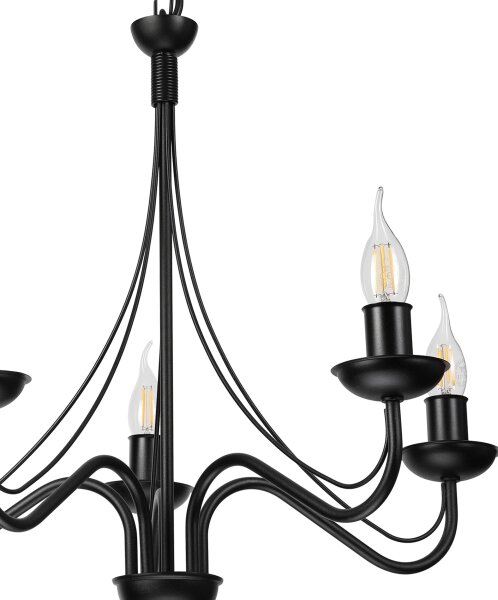 Lampadario a catena ANTON 5xE14/15W/230V nero