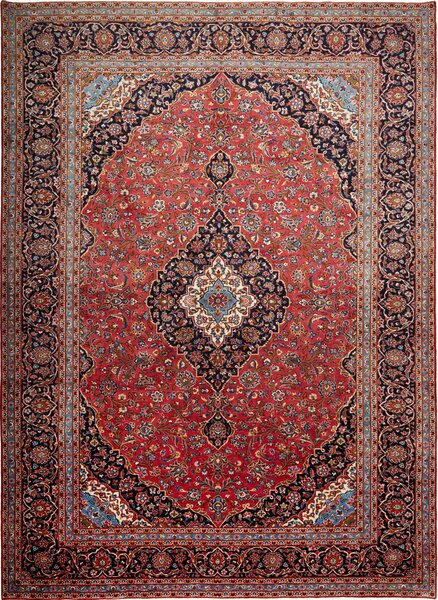 Tappeto Ardakan Persia Medaglione Rosso Blu Scuro 296x410 Cm
