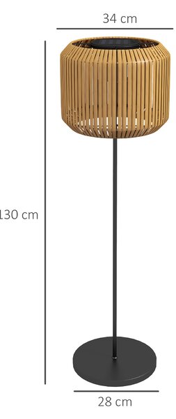 Outsunny Lampada Solare da Giardino con Illuminazione LED, in Acciaio e Rattan PE, Ø34x130 cm, Giallo