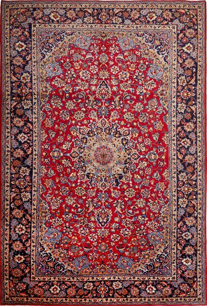 Tappeto Nadjafabad Persia Medaglione Rosso Blu 250x373 Cm